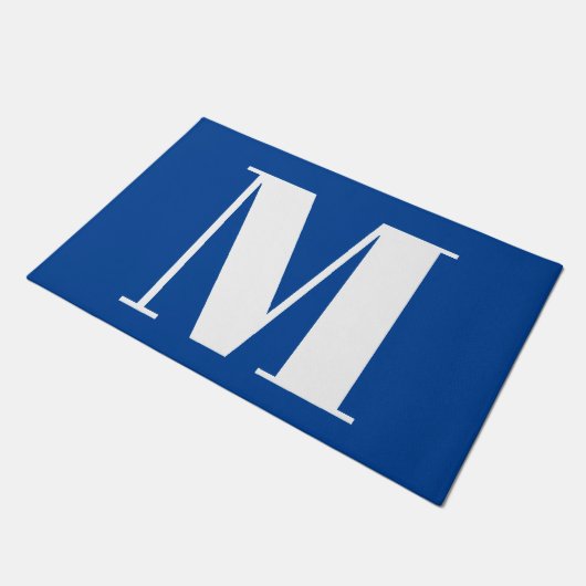 Deep Blue Initiaal Letter Monogram modern Stijlvol Deurmat (Schuin)