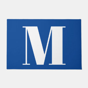 Deep Blue Initiaal Letter Monogram modern Stijlvol Deurmat