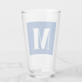 Deep Blue Initiaal Letter Monogram modern Stijlvol Glas (Achterkant)