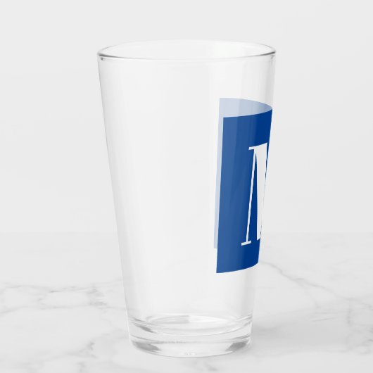 Deep Blue Initiaal Letter Monogram modern Stijlvol Glas (Rechts)
