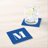 Deep Blue Initiaal Letter Monogram modern Stijlvol Kartonnen Onderzetters (Insitu)