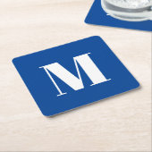 Deep Blue Initiaal Letter Monogram modern Stijlvol Kartonnen Onderzetters (Schuin)
