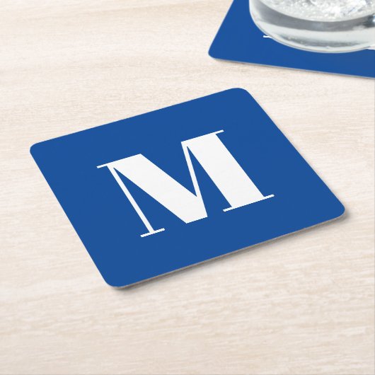 Deep Blue Initiaal Letter Monogram modern Stijlvol Kartonnen Onderzetters (Schuin)