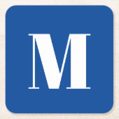 Deep Blue Initiaal Letter Monogram modern Stijlvol Kartonnen Onderzetters (Voorkant)