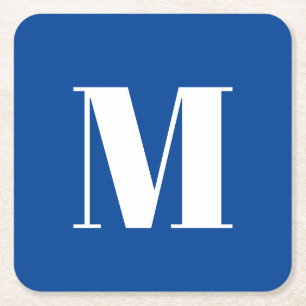 Deep Blue Initiaal Letter Monogram modern Stijlvol Kartonnen Onderzetters