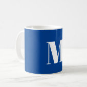 Deep Blue Initiaal Letter Monogram modern Stijlvol Koffiemok (Voorkant links)
