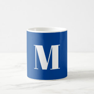 Deep Blue Initiaal Letter Monogram modern Stijlvol Koffiemok