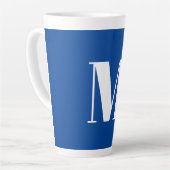 Deep Blue Initiaal Letter Monogram modern Stijlvol Latte Mok (Linkerhoek)