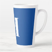 Deep Blue Initiaal Letter Monogram modern Stijlvol Latte Mok (Rechts)