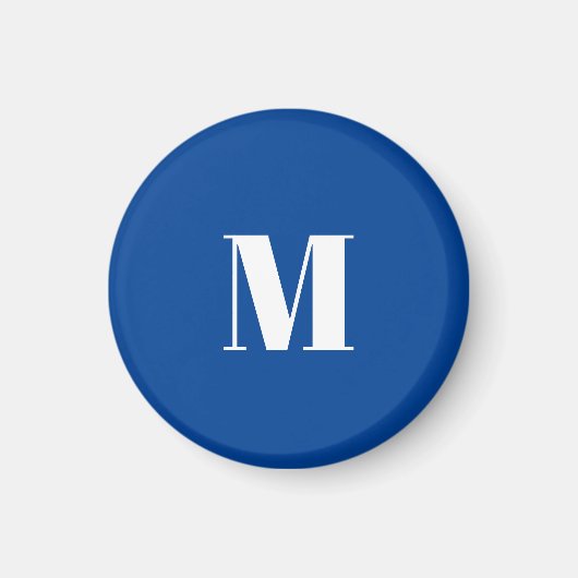 Deep Blue Initiaal Letter Monogram modern Stijlvol Magneet (Voorkant)