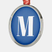 Deep Blue Initiaal Letter Monogram modern Stijlvol Metalen Ornament (Links)