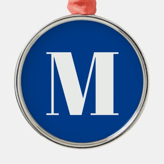 Deep Blue Initiaal Letter Monogram modern Stijlvol Metalen Ornament (Voorkant)
