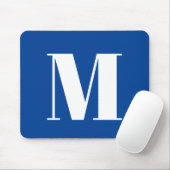 Deep Blue Initiaal Letter Monogram modern Stijlvol Muismat (Met muis)