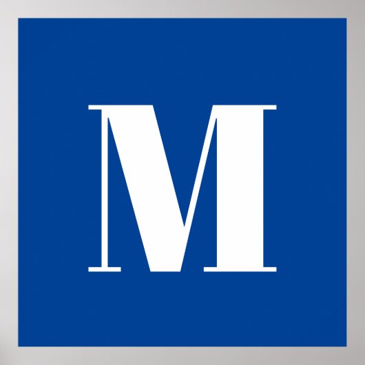 Deep Blue Initiaal Letter Monogram modern Stijlvol Poster (Voorkant)