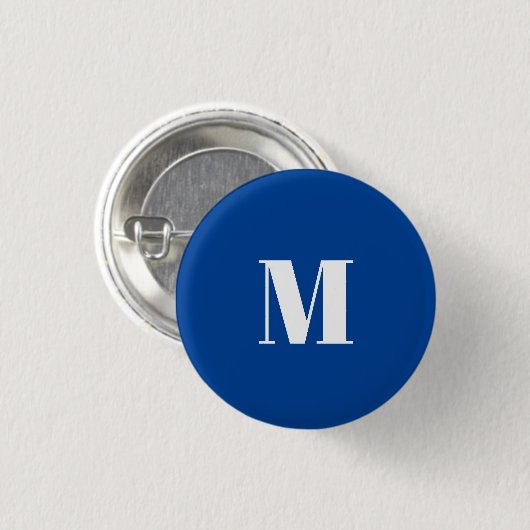 Deep Blue Initiaal Letter Monogram modern Stijlvol Ronde Button 3,2 Cm (Voorkant /achterkant)