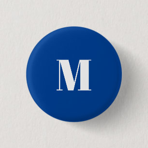 Deep Blue Initiaal Letter Monogram modern Stijlvol Ronde Button 3,2 Cm