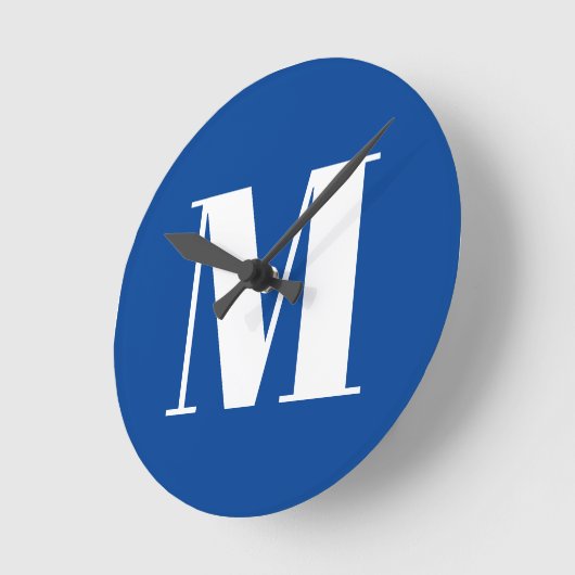 Deep Blue Initiaal Letter Monogram modern Stijlvol Ronde Klok (Hoek)