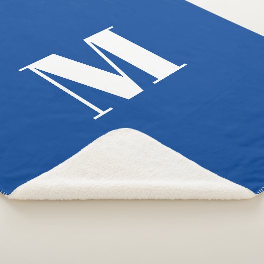 Deep Blue Initiaal Letter Monogram modern Stijlvol Sherpa Deken (3/4)