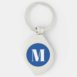 Deep Blue Initiaal Letter Monogram modern Stijlvol Sleutelhanger