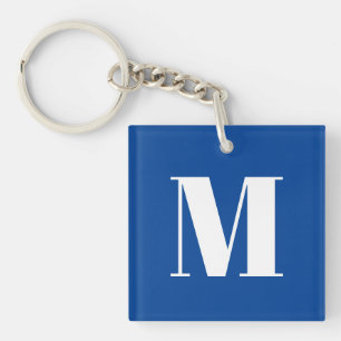 Deep Blue Initiaal Letter Monogram modern Stijlvol Sleutelhanger