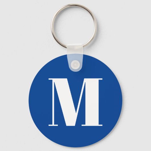 Deep Blue Initiaal Letter Monogram modern Stijlvol Sleutelhanger (Voorkant)