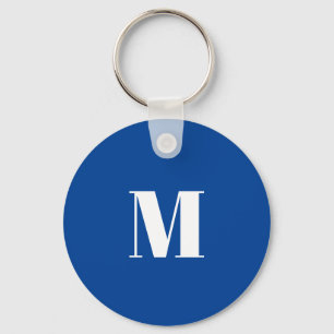 Deep Blue Initiaal Letter Monogram modern Stijlvol Sleutelhanger