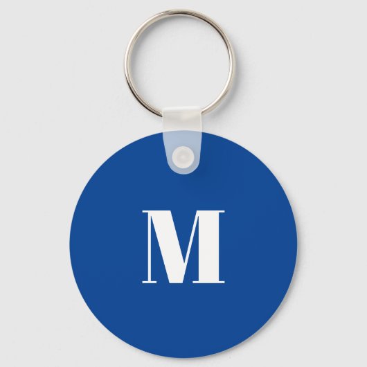 Deep Blue Initiaal Letter Monogram modern Stijlvol Sleutelhanger (Voorkant)