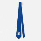 Deep Blue Initiaal Letter Monogram modern Stijlvol Stropdas (Voorkant)