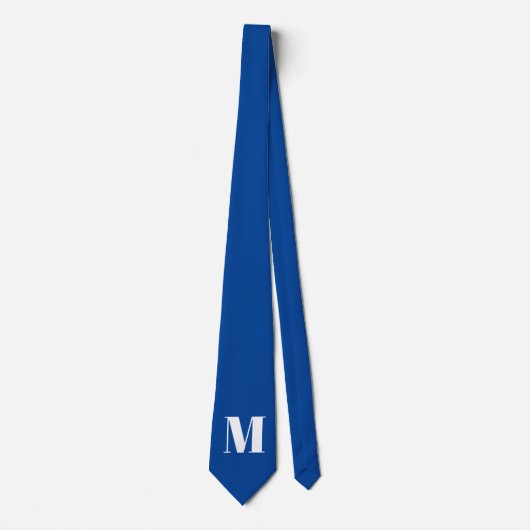 Deep Blue Initiaal Letter Monogram modern Stijlvol Stropdas (Voorkant)