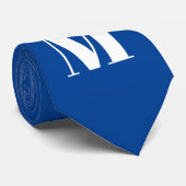 Deep Blue Initiaal Letter Monogram modern Stijlvol Stropdas (Opgerold)