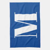 Deep Blue Initiaal Letter Monogram modern Stijlvol Theedoek (Verticaal)