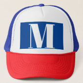 Deep Blue Initiaal Letter Monogram modern Stijlvol Trucker Pet (Voorkant)