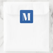 Deep Blue Initiaal Letter Monogram modern Stijlvol Vierkante Sticker (Tas)