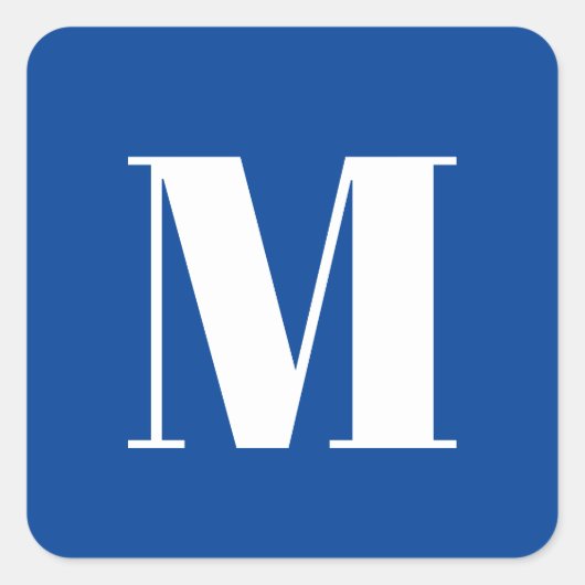 Deep Blue Initiaal Letter Monogram modern Stijlvol Vierkante Sticker (Voorkant)