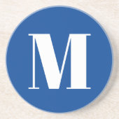 Deep Blue Initiaal Letter Monogram modern Stijlvol Zandsteen Onderzetter (Voorkant)