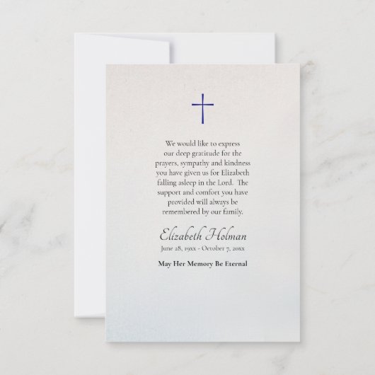 Deep Blue Iriss orthodox Christelijk monument Bedankkaart (Achterkant)