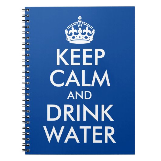 Deep Blue Keep Calm and Drink Water Log Notitieboek (Voorkant)