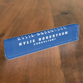 Deep Blue Legible Professional Trendy Modern Naambordje (Zijkant)