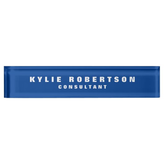 Deep Blue Legible Professional Trendy Modern Naambordje (Voorkant)