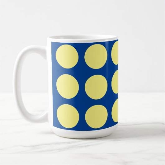 Deep Blue Lichtgele Polka Dots Trendy Koffiemok (Links)