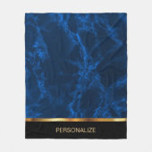 Deep Blue Marble en Gold Fleece Deken (Voorkant)