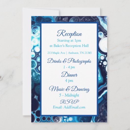 Deep Blue Marble Fluid Art Uitnodiging (Achterkant)