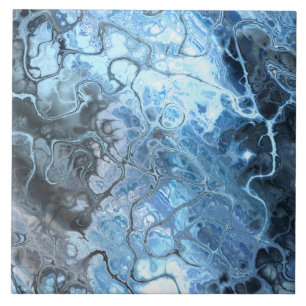 Deep Blue Marble Fractal Style Abstract Tegeltje