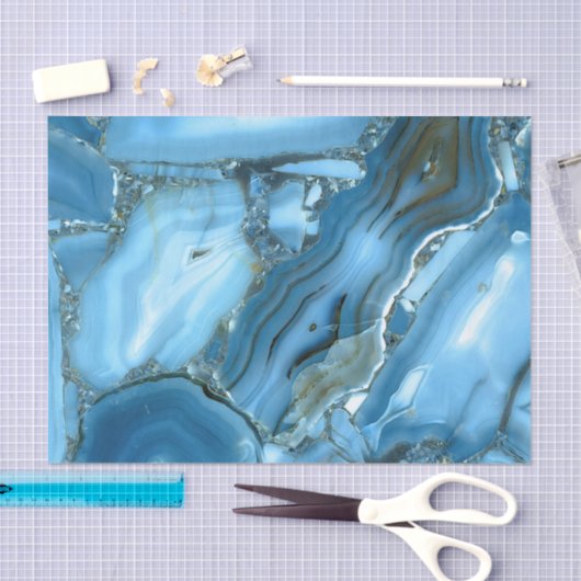 Deep Blue Marmer Tissuepapier (Craft)