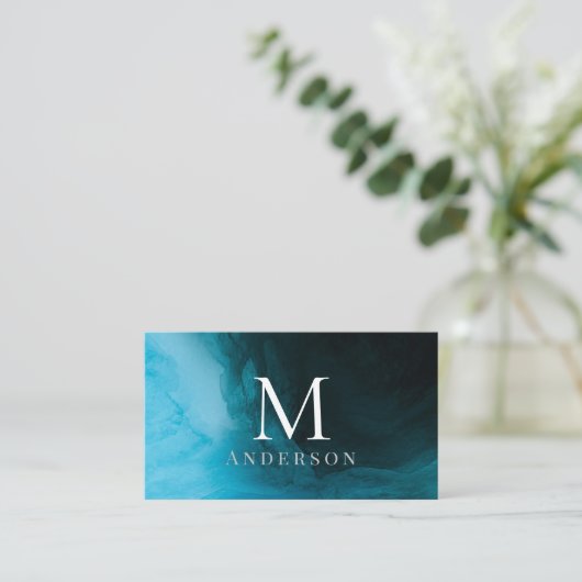 Deep blue Masculine Double Monogram Visitekaartje (Staand voorkant)