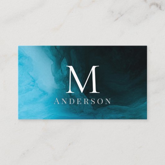 Deep blue Masculine Double Monogram Visitekaartje (Voorkant)