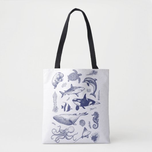 Deep Blue Menagerie Tote Bag (Voorkant)