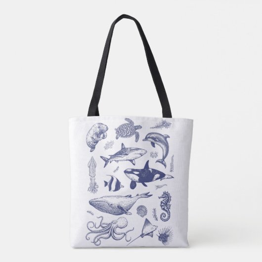 Deep Blue Menagerie Tote Bag (Achterkant)