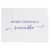 Deep Blue Merry Christmas Schattige Bow Handtekeni Groot Cadeauzakje (Voorkant)