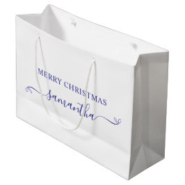 Deep Blue Merry Christmas Schattige Bow Handtekeni Groot Cadeauzakje